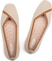 [Frank Mully] Womens Square Toe Flat Shoes Comfortable Knitted Flats Work Flats for Woman