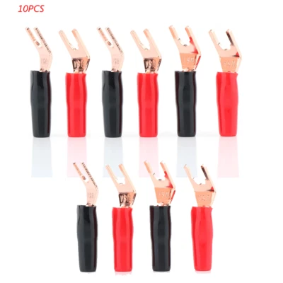 10PCS HiFi Speaker Y Plugs Gold/Rhodium Plated Spade Connectors Audio Terminal