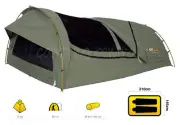 BRAND NEW! OZTRAIL MITCHELL DOUBLE Canvas Swag with Alloy Poles