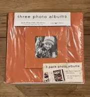 3 Photo Albums Old Town Orange Faux Suede Cd & Negative Storage 200 Photos Each