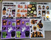 LOT OF 7 COLOR-CLINGS HALLOWEEN STATIC CLING WINDOW DECORATION SHEETS