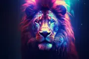 Psy Lion UV tapestry, Blacklight Reactive, Psychedelic Wall Hanging, DMT Art