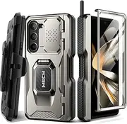 [Tongate] for Z Fold 5 Case with Ring Stand, Built-in Z Fold5 S Pen Holder, Shockproof Rugged Phone Case with Screen Protector & Slide Camera Cover & Belt Clip for Samsung Galaxy Z Fold 5 2023,Gray