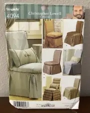 Simplicity 4094 Christopher Lowell Collection Chair Slipcovers Sew Pattern Uncut