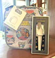 Pottery Barn LUNCH BOX BAG School +Utensil set STAR WARS Spaceship Solo jedi