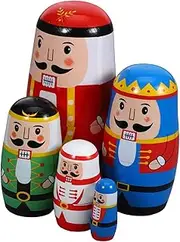 1 Set Christmas Nutcracker Russian Nesting Dolls Craft Present for Unique Collectible Doll Ornaments for Festivals and Home Decor