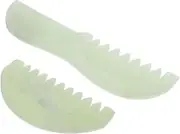 HAPINARY 2Pcs Jade Massage Combs for Scalp Relief and Natural Scraping Tools for Head Neck and for Daily Fatigue Release