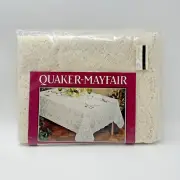 Rosemonont Natural Oval Tablecloth 64 x 84 – Quaker Mayfair – New Sealed
