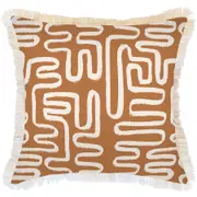 Cushion Cover-Coastal Fringe-Maze Rust-60cm x 60cm