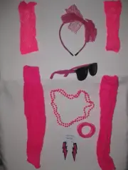 Retro 80s aesthetic 7pc hot pink accessories set leg warmers gloves synthwave