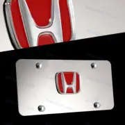 For HONDA Front 3D Mirror Stainless Steel License Plate Frame With Chrome Caps