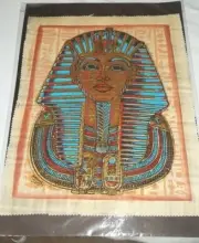 Authentic Hand Painted Ancient Egyptian Luminous Papyrus king Tutankhamun 13"x20