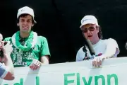 Larry Bird Boston Celtics speaks into a microphone in Boston Massa- Old Photo