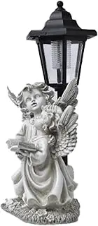 Angel Garden Statue Outdoor Decor - Angel Outdoor Sculptures Resin Solar Garden Statues - Sensor Art Decoration with Light Lawn Ornament for Patio