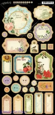 Graphic 45 Time To Flourish Chipboard #1 Journal Beautiful High Quality 26 pcs