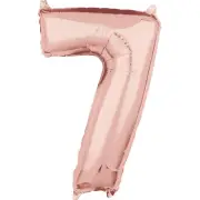 Mid-Size Shape Rose Gold Numeral 7 Balloon