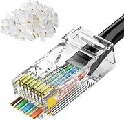 RJ45 Cat5e Connectors 100-Pack Cat5 Ends 8P8C Ethernet Pass Through Plug Gold Plated