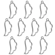 10Pcs Wing Shaped Alloy Open Back Bezel Pendants Resin Frame, Black