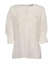 Embroidered pattern blouse 42 White