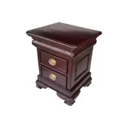 Solid Mahogany Wood Vanessa Low Bedside Table Antique Style Bedroom Furniture