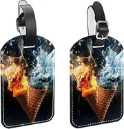 [YTYVAGT] Luggage Tags for Suitcases,Travel Tags for Luggage,Vintage Fire Water Hand,2-Pc