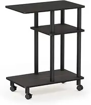 Furinno Turn-N-Tube C Shaped Side Table with Casters, Espresso/Black
