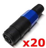 20 Pack - Female 2 Pole Conductor Cable Connector for SPEAKON Audio Loudspeaker
