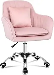 ALFORDSON Orla Pink Swivel Fabric Armchair, Computer Desk Chair, Velvet Office Chair, Modern Home Office Chair Height Adjustable, Mid-Back Task Chair for Living Room and Bedroom