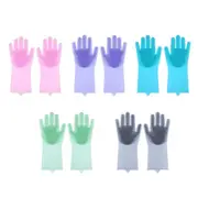 Magic Silicone Rubber Dish Washing Kitchen Gloves Scrubber Cleaning Scrubbing