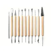 11Pcs Pottery Tools Clay Sculpting Carving Set Ceramics Smoothing Shaper For Potters Handle Modeling Pottery Tools & Sets