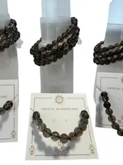 Smoky Quartz Crystal Beads Bracelet 8mm