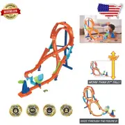 Vertical-8 Jump Toy Car Track Set with 2 Paths and 1:64 Scale Vehicle Included