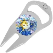 Moon and Sun Golf Ball Marker Divot Repair Tool Bottle Opener