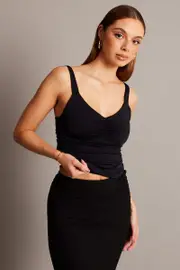 Black Sleeveless Tank Square V-neck - Size 10S, Women's Tank