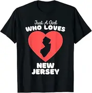 [X.Style] Just A Girl Who Loves New Jersey - Cute Girls New Jersey ds1080 T-Shirt Black