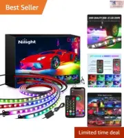 LED Car Underglow Neon Strip Lights 256 LEDs RGBIC - APP Control - Waterproof