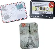 GRADENEVE 3 Vintage Style Sealed Tinplate Case Cigarette Storage Tins Rectangular Jewelry Organizer Box