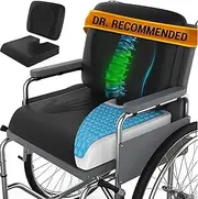 Wheelchair Cushions for Pressure Relief - 18”x16” Anti-Slip Wheelchair Seat Cushions for Adults, Seniors with Lumbar Pillow and Removable Strap, Gel Cushion for Wheelchair