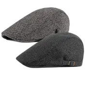 2 Pack Men's Adjustable Flat Cap Ivy Gatsby Newsboy Hat