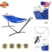 Navy Blue 2-Person Hammock with Carrying Case & 10FT Stand for Outdoor Bliss