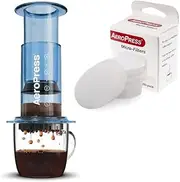 [AeroPress] Special Pack with Clear Blue Coffee Maker (Transparent Blue) + 350 Micro Filters