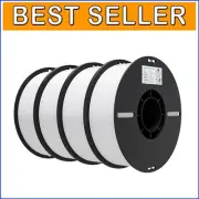 Cost-Effective 4kg PLA Filament for 1.75mm FDM 3D Printers - 4 White Spools