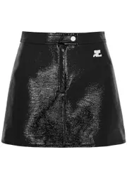 Courrèges Crinkled Vinyl Mini Skirt - Black - 8 8