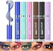 RoseFlower 6 Colors Waterproof Mascara Gift Set, Volumizing and Lengthening Long-Lasting Smudge-proof No Clumping for Eyelash Eye Makeup, Eye Makeup Set for Daily Use and Party Stage Makeup(#C)