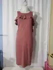 HOT KISS, MAUVE MIDI DRESS, RUFFLE TOP TRIM, BRAND NEW JRS LARGE *FREE GIFT