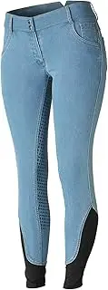 [HORZE] Jessi-lyn Women's Denim High Waist Silicone Full Seat Horseback Riding Breeches - Blue - 26