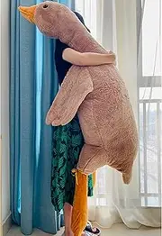 Tanha 6 Foot Very Big Huge Goose Plush Pillow Toy, Cute Giant Brown Duck Stuffed Animal, 75 Inch