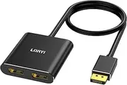 Displayport to Dual Displayport Splitter Adapter,4K60Hz MST Displayport hub 1 in 2 Out Display Port for Dual Monitors,DP1.4 Display Port Splitter for Desktop,Laptop,Extend Display