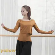 2PCS Women Solid Vest Tee Stretchy Top Long Sleeve Ballet Dance T-shirt Practice