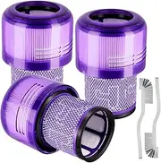 [ACCTDLF] Vacuum Filters Replacement for Dyson V11 Animal, Torque Drive, Complete, Extra V15 Detect V15S Filters Detect Submarine Vacuums,Compare to Part no.970013-02(3 Pack Filters +2 brush)